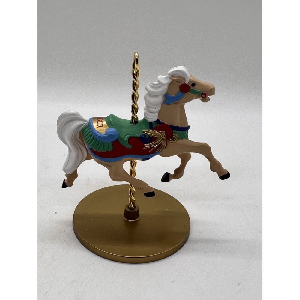 Hallmark 1989 Carousel Horse‎ Ginger 4th in Series Christmas Ornament w/ Stand